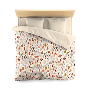 Fall Autumn Duvet Cover, Botanical Leaves Bedding Microfiber Full Queen Twin XL King Unique Bed Cover Modern Bedroom Home Decor