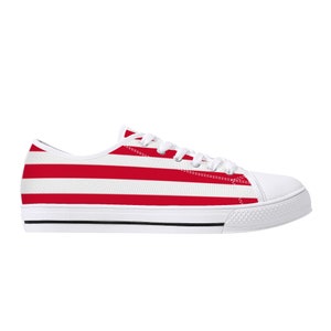 Zapatos de mujer con bandera estadounidense, rojo, blanco, azul, patriótico, 4 de julio, estrellas, rayas, EE. UU., zapatillas bajas de lona con cordones, planas para niñas y mujeres imagen 10