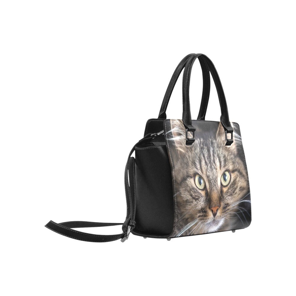 Cat Purse Handbag, Cute Kitten Animal Print High Grade Vegan