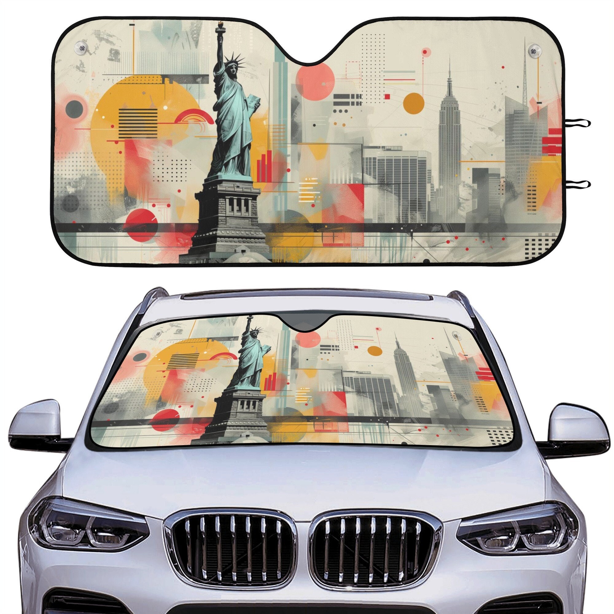 New York Car Sun Shade, NYC Statue of Liberty Front