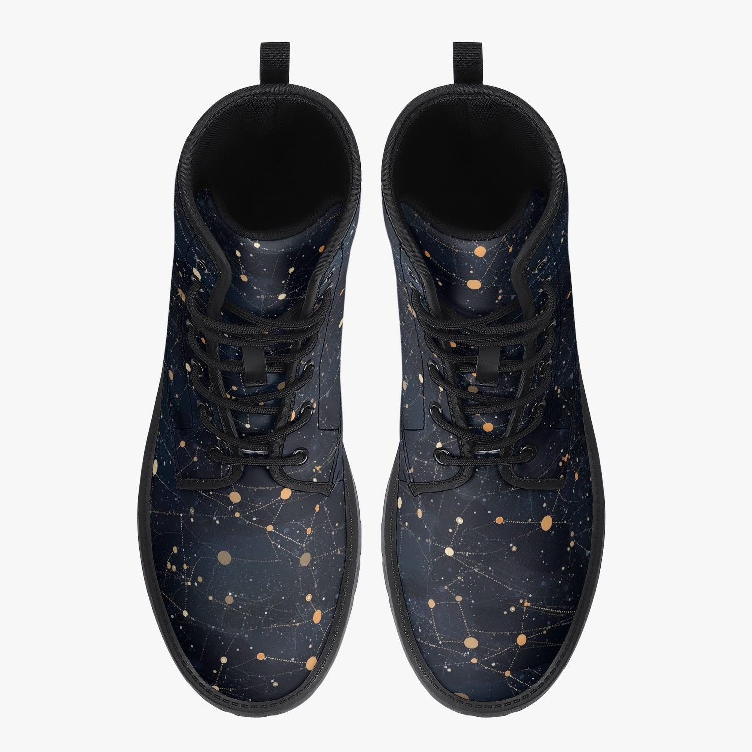 Constellation Stars Leather Boots, Galaxy Space Lace up Shoes