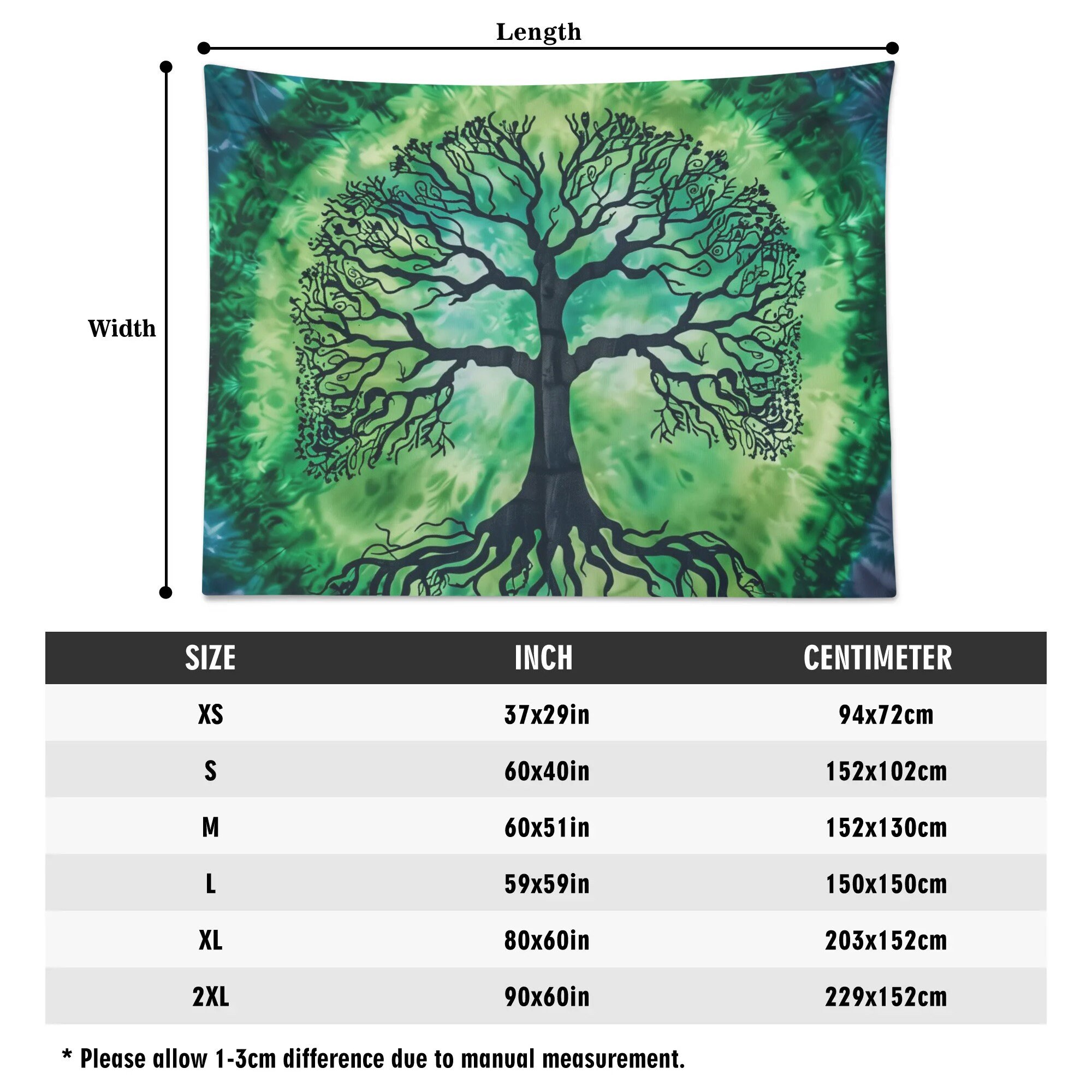 Popular Handicrafts Kp1761 - Arazzo da appendere alla parete, motivo: albero della vita, stile hippie tie dye, psichedelico, indiano, zingaro