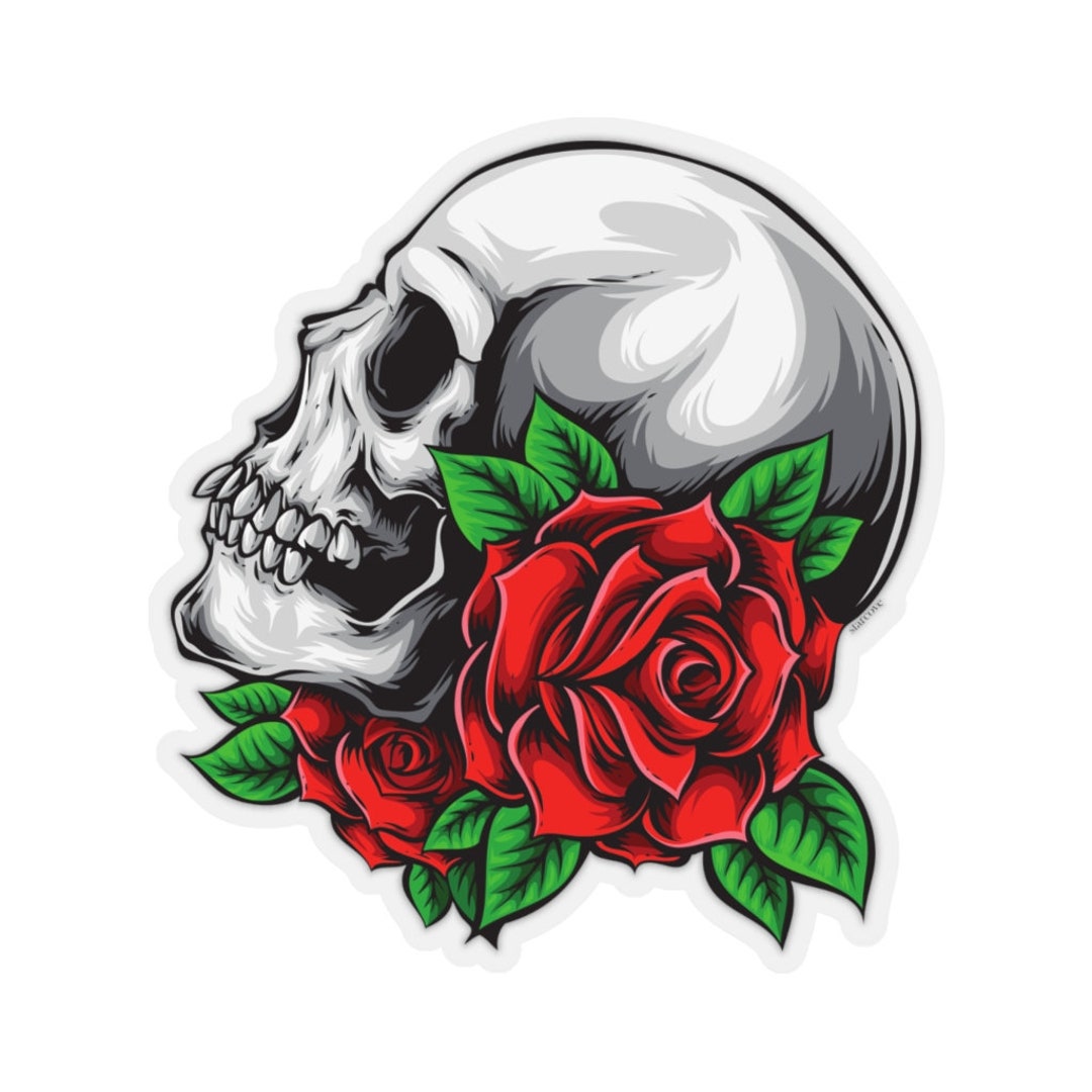 V系★R指定★スロウデイズ★SKULL ROSE★特典★DVD【13】 Skull Red Roses Sticker, Gothic Skeleton Tattoo Laptop Decal Vinyl