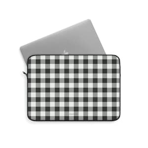 Buffalo Plaid Laptop Sleeve Case, Black and White Checkered Check Square Computer 13 15 inch Bag