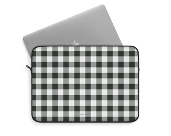 Buffalo Plaid Laptoptasche, Schwarz Weiß Kariert Kariert 13 15 Zoll Laptoptasche
