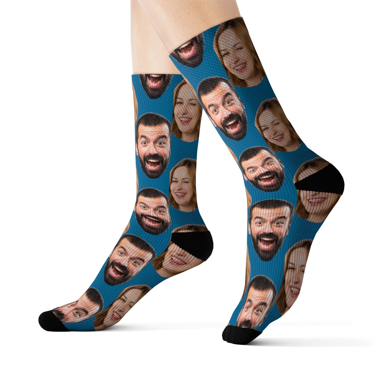 Custom Two Faces On Socks Personalized Photo Gift Couple Kids Etsy