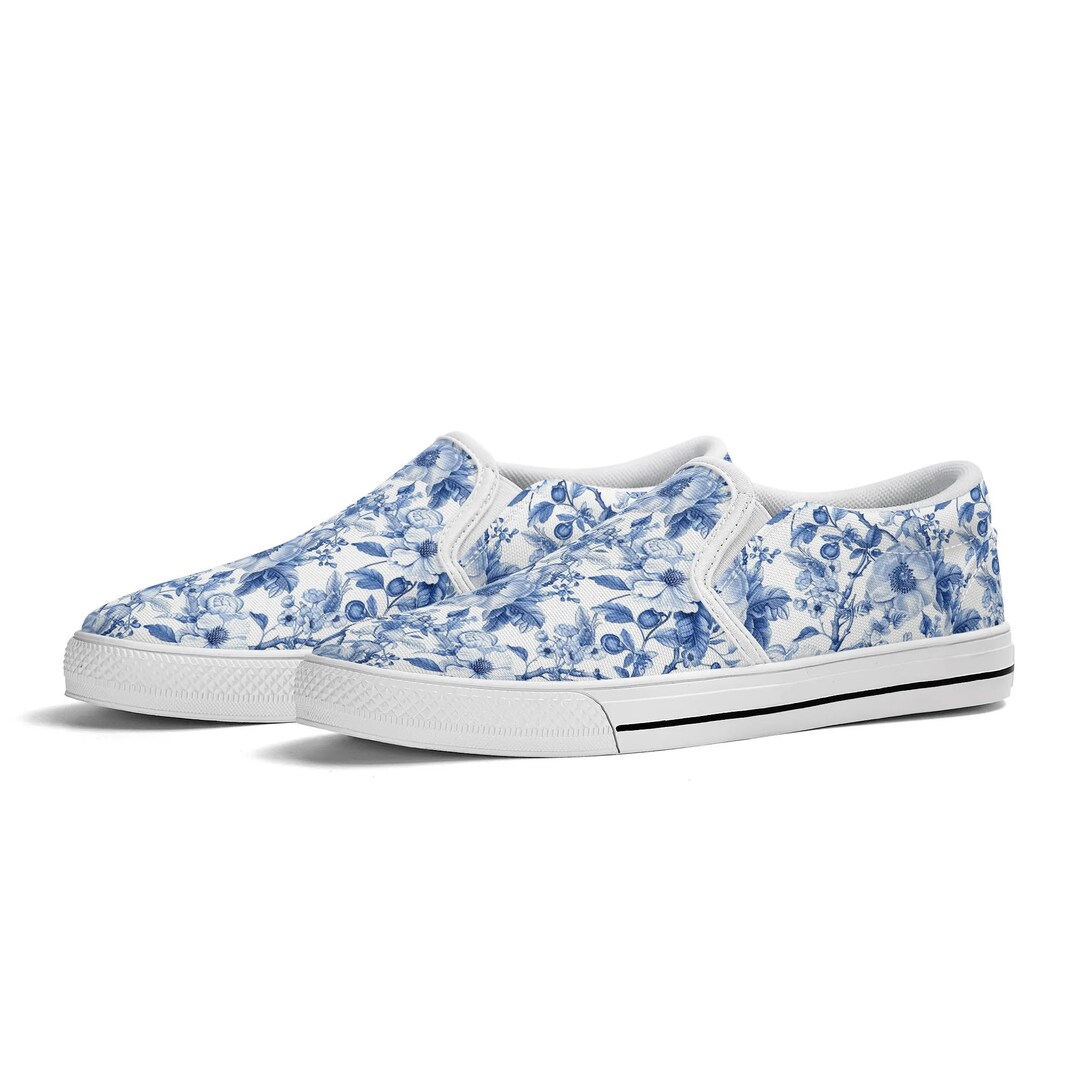 Scarpe Da Ginnastica Donna In Tela Bianca Con Ricamo Floreale – Sneakers Basse Slip-on, Taglia 38 EU