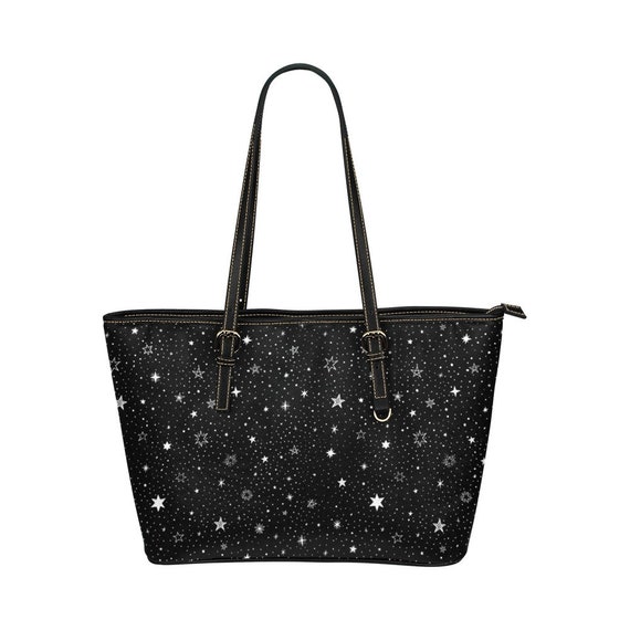 Stars Tote Bag Purse, Galaxy Space Celestial Print Handbag High