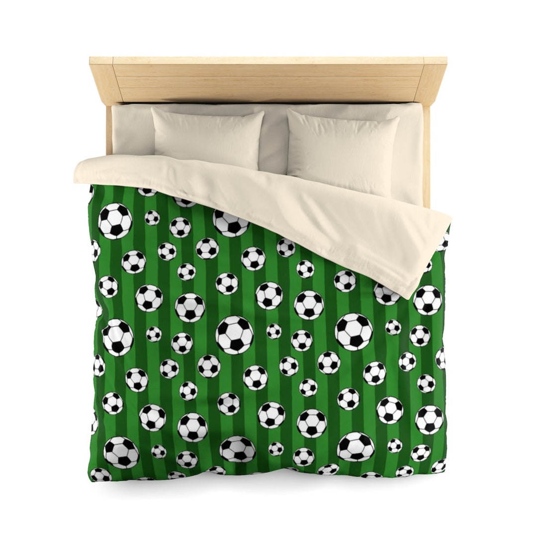 Soccer Ball Duvet Cover, Football Microfiber Full Queen Twin Unique