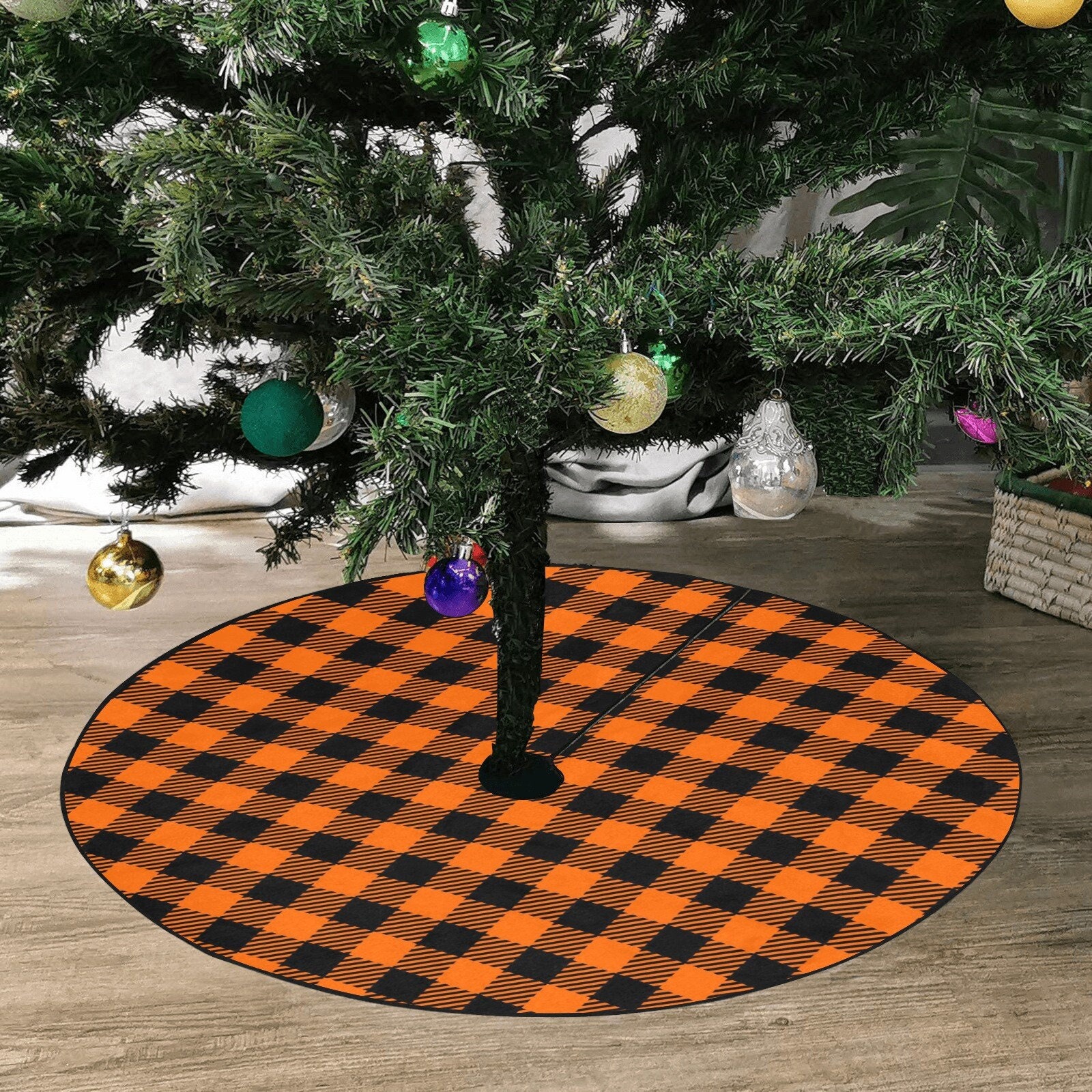 Christmas tree skirt buffalo plaid sales