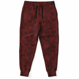 Red Joggers Sweatpants with Pockets, Camo Camouflage Women Men Female Ladies Fleece Comfy Cotton Sweats Pants Loungewear Bottoms