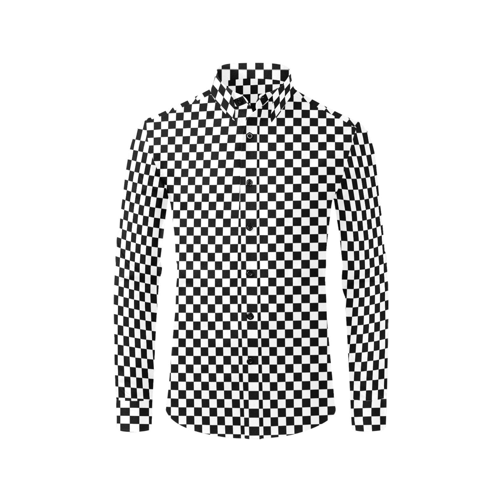 black and white checkered men's dress shirt Non-Iron Cotton Check Dress Shirt With Contrast Trim