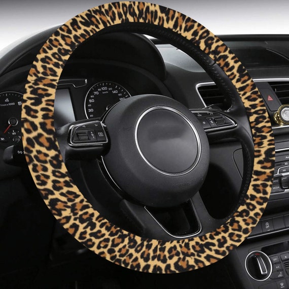  Housse de volant imprimée léopard pour femme, Housses de volant  léopard avec BONUS 4PCS Leopard Car Cups Coasters, Leopard Car Accessories.