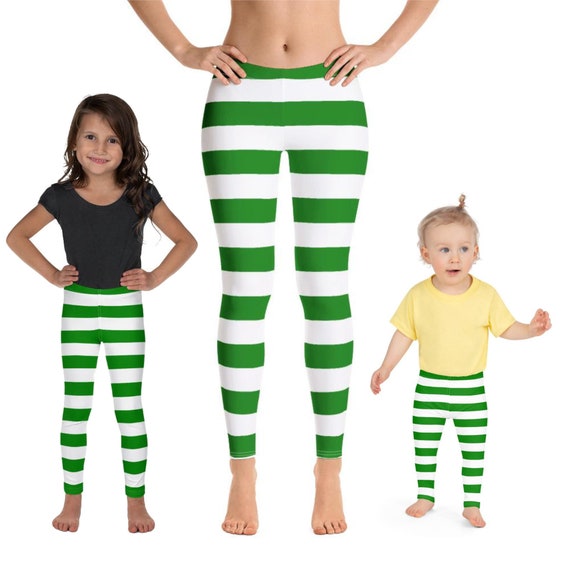 Buy Green White Striped Leggings Women, Elf Christmas Xmas Candy Cane  Printed Yoga Pants Cute Graphic Kids Mommy Me Fun Designer Tights Gift  Online in India 