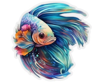 Betta Fish Sticker, Art Laptop Decal Vinyl Cute Waterbottle Tumbler Car Waterproof Bumper Aesthetic Die Cut Wall Mural