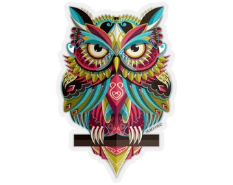 Owl Sticker Decal, Vinyl Bird Animal Wall Car Tumbler Laptop Vinyl Kiss Cut Cute Window Waterproof Waterbottle Bumper Small Large Gift