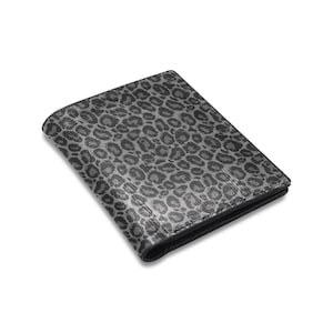 Carteras para hombre con estampado de leopardo negro, billetera con diseño de animal para hombre, tarjetero, billetera delgada, plegable, de lujo, minimalista, personalizada