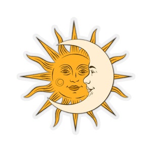 Sun Moon Sticker, Celestial Boho Laptop Decal Vinyl Cute Waterbottle Tumbler Car Waterproof Bumper Aesthetic Die Cut Wall Mural