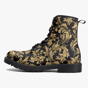 Mens Black Boots With Gold
