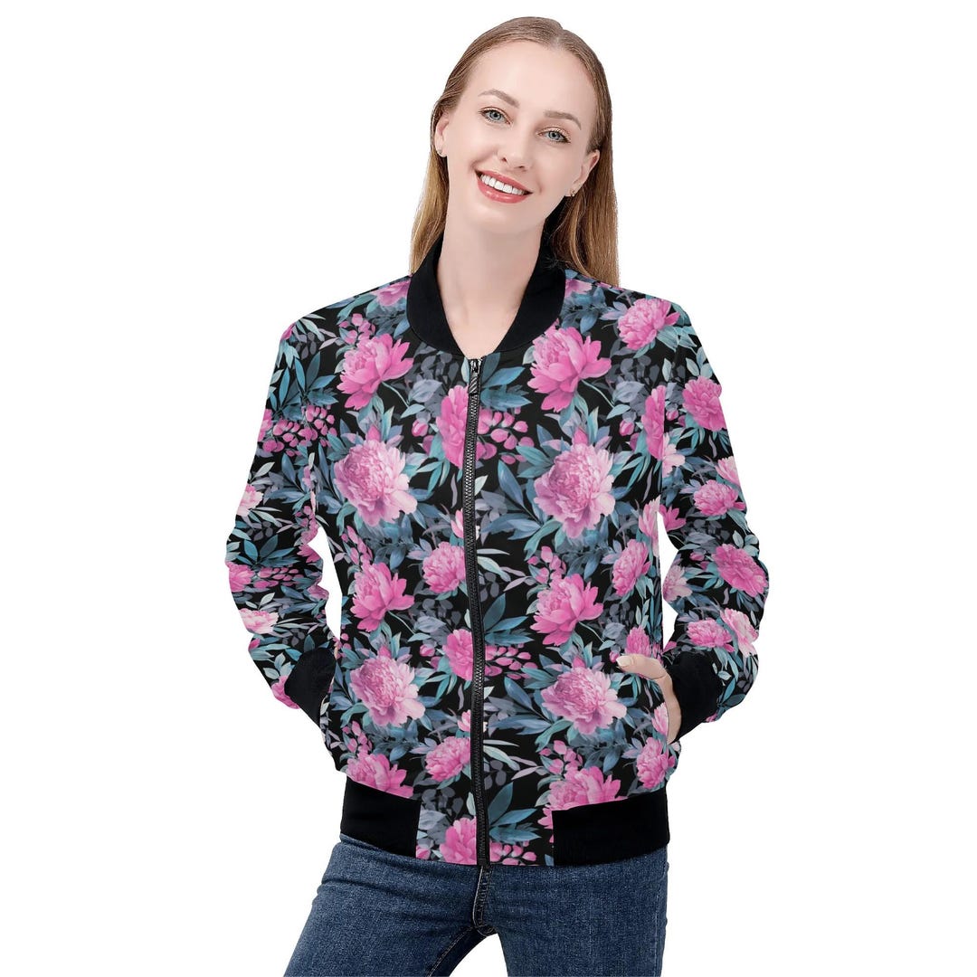 Copper Prairie Petals Pink Bomber Jacket