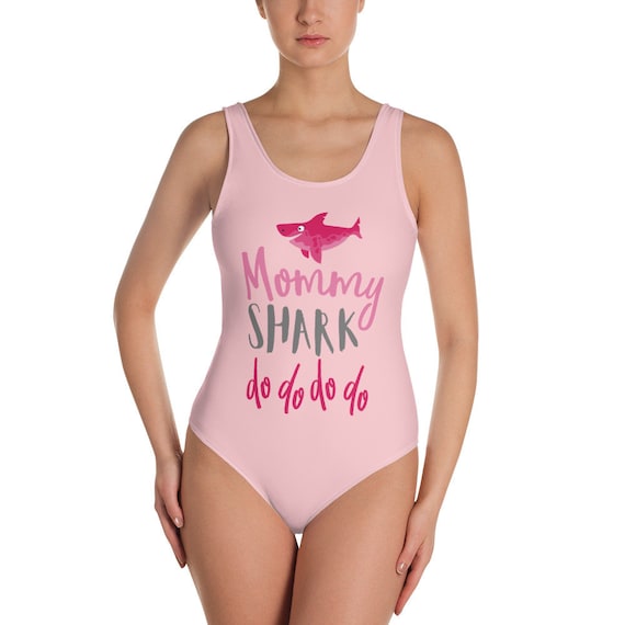 Mommy Shark Women Swimsuit One Piece Bathing Suit Cute Pink Etsy