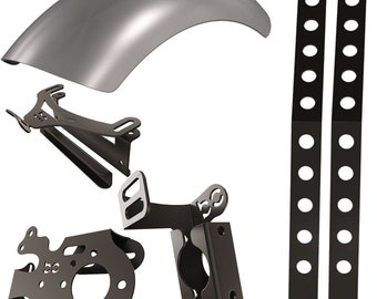 Suzuki Boulevard C50 (VL800)Rear (STEEL) Fender Combo Kit (Rear Fender + Fender Bracket + Fender Strut Bracket + Left Bike Bracket + Struts)