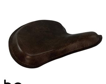 Harley Tractor Style Solo Seat Rustic Brown Genuine Leather Honda Bobber Chopper Yamaha