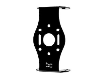 May include: Black metal wall mount with a circular opening and the letters "BC" in the center.