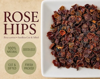 Rose Hips Seedless | Rosa canina | Cut & Sifted Fruit | Botanical Tea Ingredient | Wild Crafted