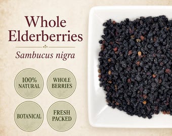 Elderberries Whole Dried | Sambucus nigra | Herbal Tea Ingredient | Bulk Herb | Wild Crafted
