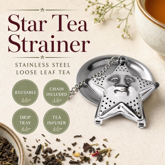 Star Shaped Tea Strainer | Stainless Steel Mesh Infuser | Loose Leaf Tea