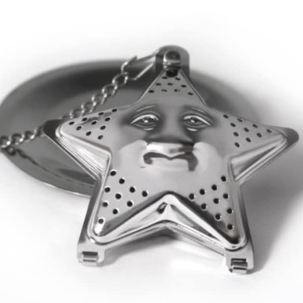 Herbal Tea Strainer Star Shaped w/ Drip Plate (Stainless Steel - Mesh Ball) 2" + Free Shipping in USA