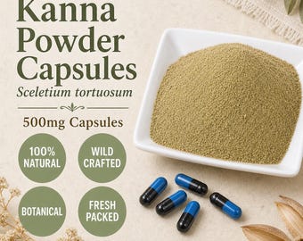 Kanna Powder Capsules | Sceletium tortuosum | 500mg Botanical Capsules | Wild Crafted