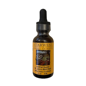 Organic St. John&#39;s Wort Tincture: Herbal Extract - 1oz