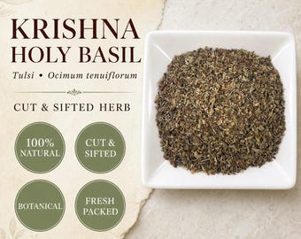 Krishna Tulsi (Heiliges Basilikum) | Ocimum Tenuiflorum | Geschnitten & gesiebt Kräutertee | Wilde Handarbeit