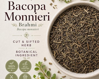 Bacopa Monnieri (Brahmi) / Hierba cortada y tamizada / Ingrediente para infusiones / Recolectada en estado silvestre