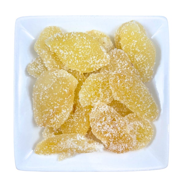 Crystalized Candied Ginger (Zingiber officinale) Fresh Batch (Sugar, Festive, Dessert) - Free Shipping in USA