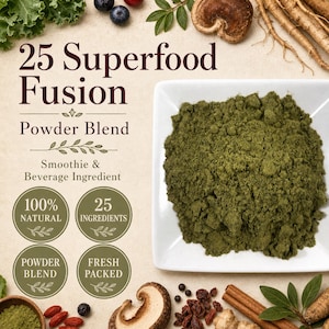 25 Ultimate Superfood Fusion Powder | Fruits, Greens, Mushrooms & Roots Blend