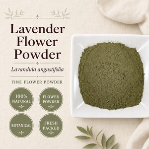 Polvo de flor de lavanda / Lavandula angustifolia / Polvo botánico finamente molido / Recolectado en la naturaleza