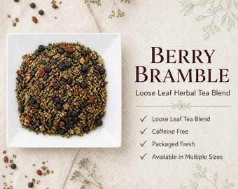 Berry Bramble Herbal Tea | Honeybush, Bilberries, Raspberry | Caffeine Free | Loose Leaf Blend | Wild Crafted
