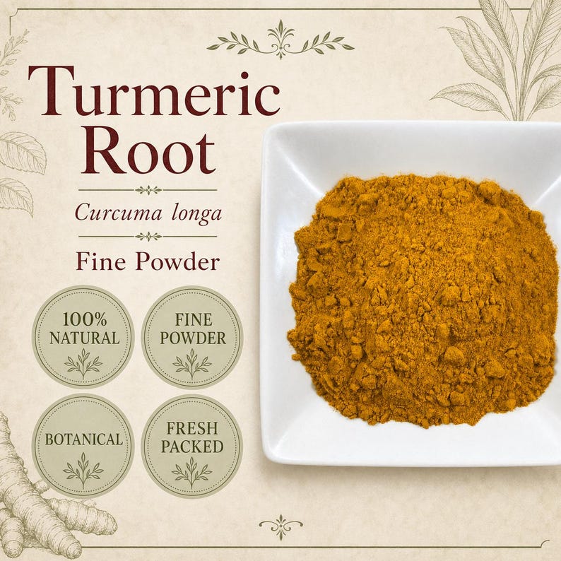 Turmeric Root Powder | Curcuma longa | Fine Ground Botanical Powder | Wild Crafted image 1