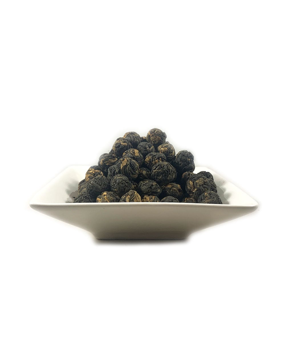Organic Black Dragon Jasmine Pearl Tea - Hand Rolled Yunnan Tea