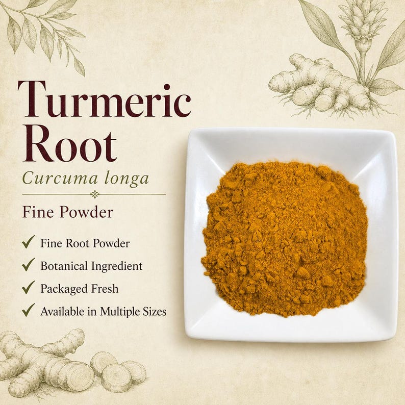 Turmeric Root Powder | Curcuma longa | Fine Ground Botanical Powder | Wild Crafted image 2