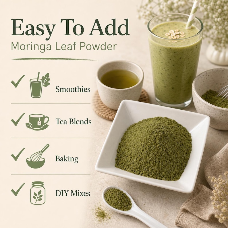 Polvo de hojas de moringa / Moringa oleifera / Ingrediente botánico / Recolectado en la naturaleza imagen 4