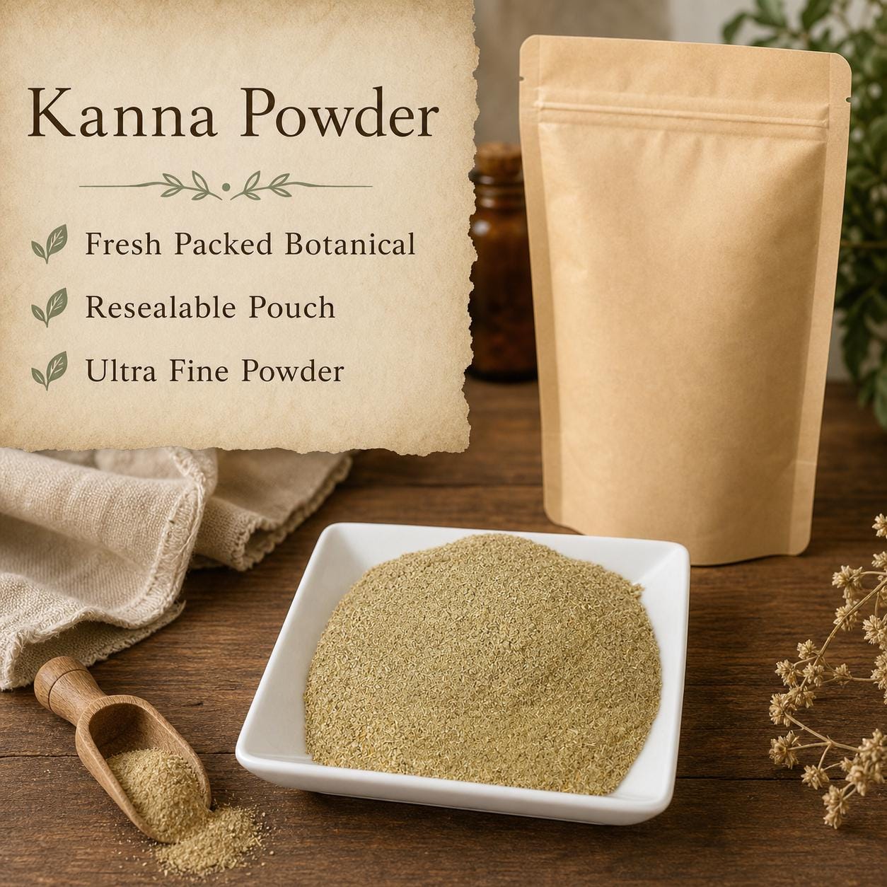 Kanna Powder | Sceletium Tortuosum | Ultra Fine Botanical Powder