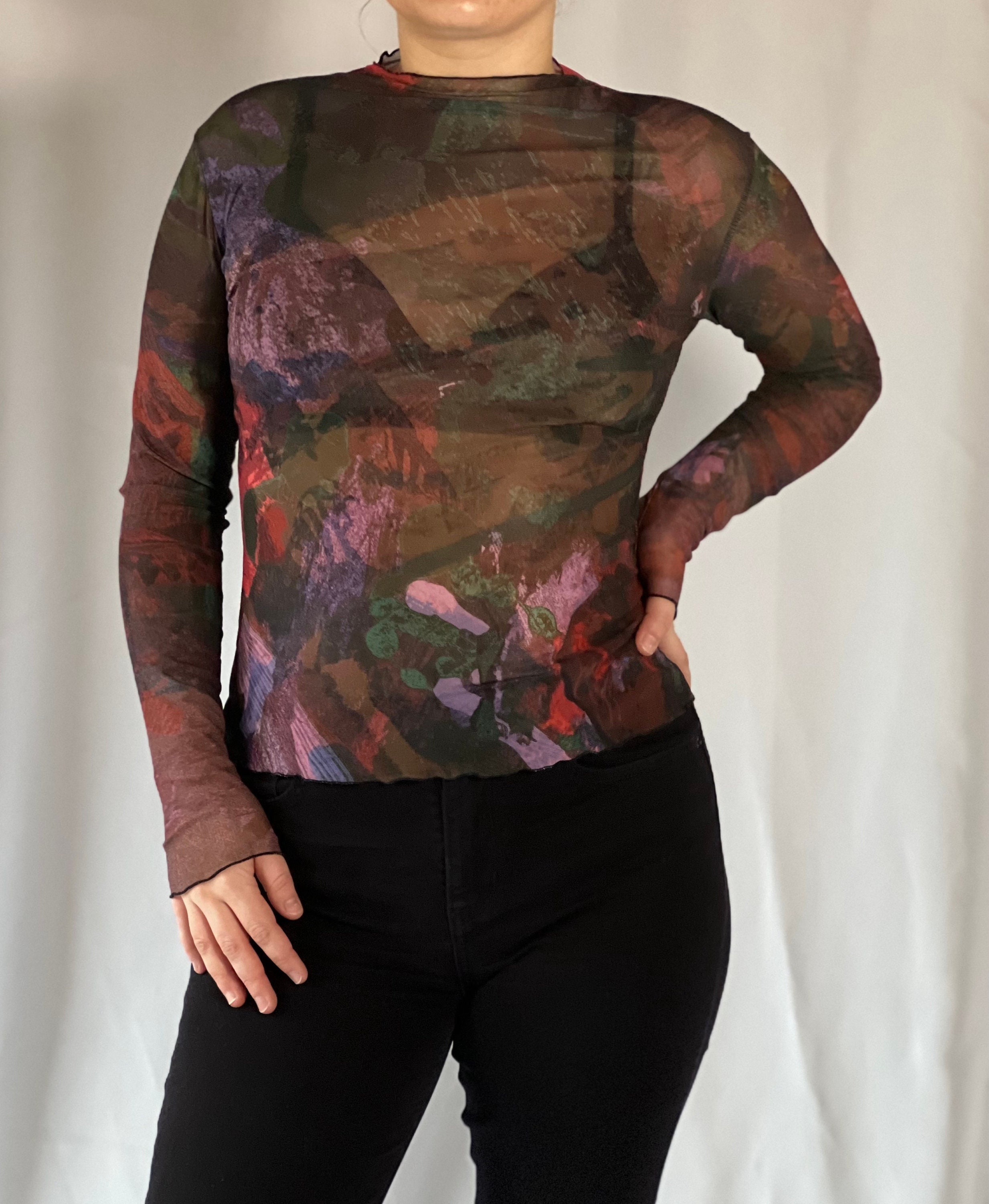 Long Sleeve Mesh Top - Etsy