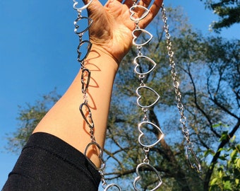 Trendy Y2K Silver Heart Chain Belt 35 Trendy Y2K Silver Heart Chain Belt 35