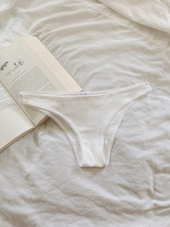 Diamond Basic White Pointelle Undies - handmade, ethical, eco-friendly, one of a kind, underwear, flowers, vintage inspired Cute