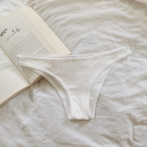 Diamond Basic White Pointelle Undies - handmade, ethical, eco-friendly, one of a kind, underwear, flowers, vintage inspired Cute