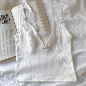 Camiseta de tirantes sencilla - hecha a mano - MTO, ética, ecológica, camiseta de tirantes, de punto, de inspiración vintage, camisola, años 2000, minimalista